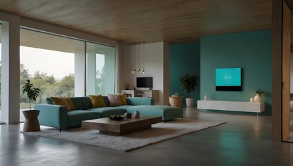 Fototapeta na wymiar Living room interior. Cozy Modern Living Room Interior Background