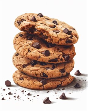 Handdrawn chocolate chip cookies