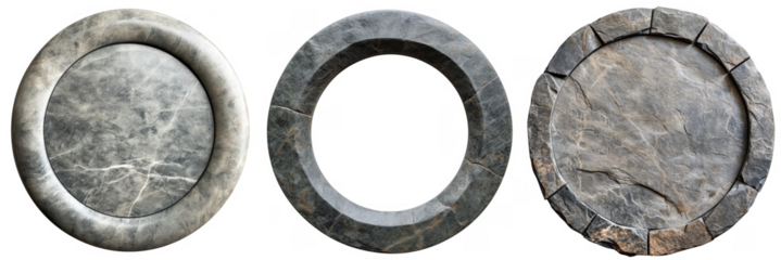 Rock stone circle frame for photo or picture with no background