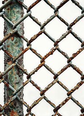 Fototapeta premium A rusted metal fence with a twisted rope pattern. The fence is old and worn