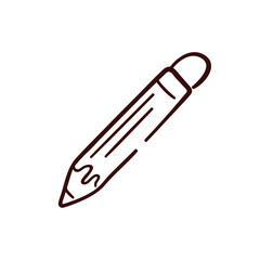 Pencil icon in doodle style. Design for school. Vector illustration isolated on a white background.