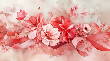 Dreamy Watercolor Floral Illustration in Vibrant Envelope