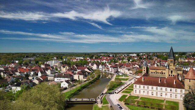 Aerial View of Paray-le-Monial, Sa&ocirc;ne-et-Loire, France
