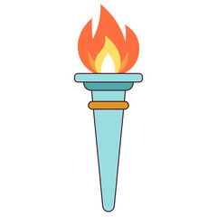 Torch with fire flat icon. Vector illustration