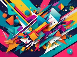Bold and expressive abstract background illustration showcasing a lively mix of vivid colors and geometric elements.