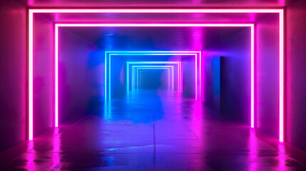 neon square frame for the message in the style