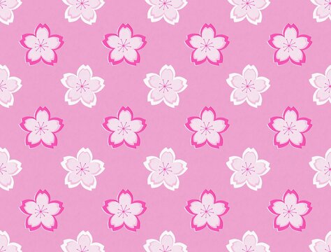 Cherry blossom flower pattern spring concept risograph vintage