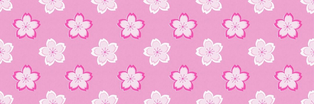 Cherry blossom flower pattern spring concept risograph vintage