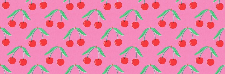 Cherries minimal risograph style illustration 