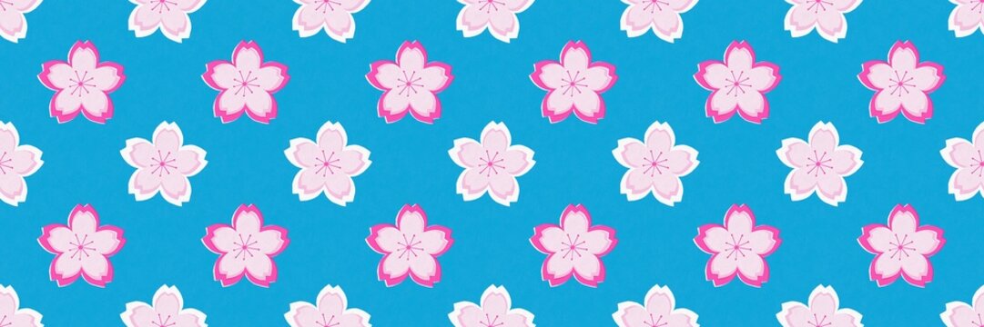 Cherry blossom flower pattern spring concept risograph vintage