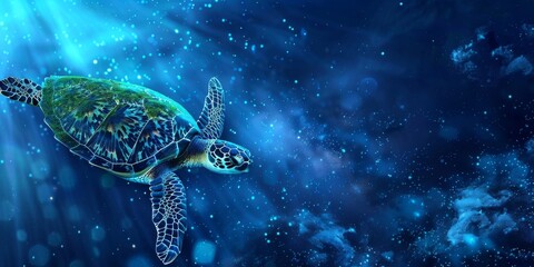 Obraz premium Swimming Turtle in the Ocean