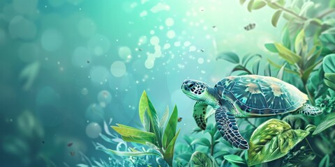 Swimming Turtle in Ocean