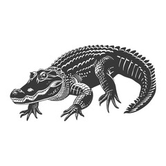 Obraz premium Silhouette alligator animal black color only full body