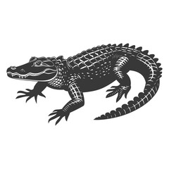 Silhouette alligator animal black color only full body