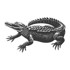 Obraz premium Silhouette alligator animal black color only full body