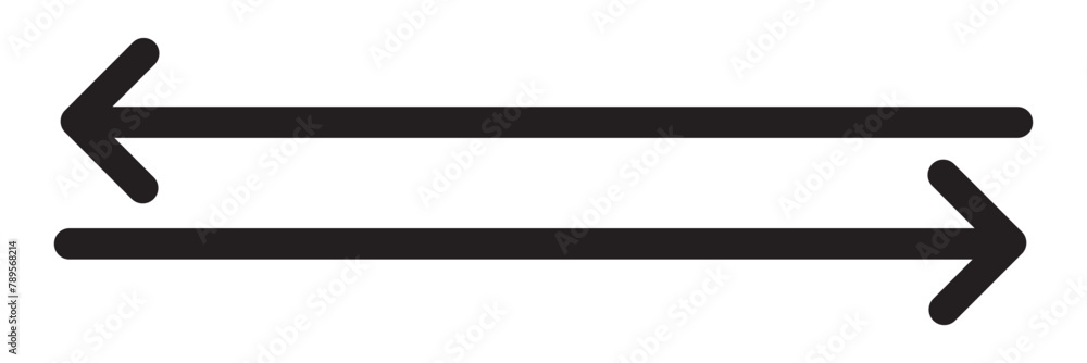 Poster straight long two-way direction vector arrow icon. horizontal dual long straight arrow. double arrow