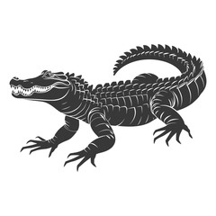 Silhouette alligator animal black color only full body