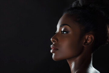Beautiful afro woman isolated on the black background.