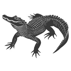 Obraz premium Silhouette alligator animal black color only full body
