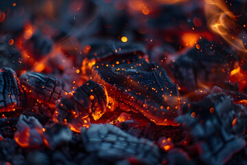 Midsummer Bonfire - the flames and embers of a Midsummer bonfire, highlighting the warmth and energy