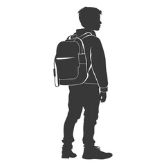Silhouette back to school boy student black color only