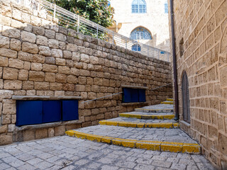 old Jaffa streets Tel Aviv Israel, narrow street in old town