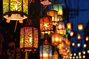 Illuminated lanterns at the Tanabata festival