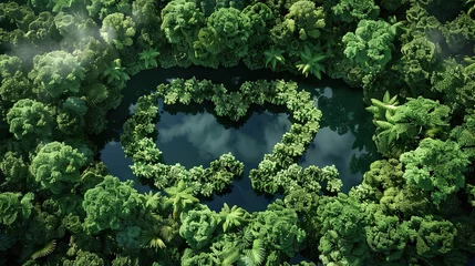 Foto op Canvas A sinkhole in the middle of a jungle photographed from above   © Awais