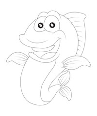 fish coloring page for kids and adults black and white coloring book page