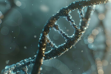 Structure of DNA showing the double helix of genetic information