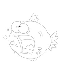 fish coloring page for kids and adults black and white coloring book page