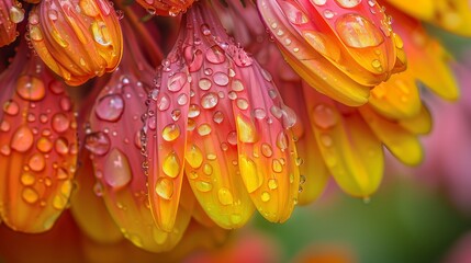 Raindrop-Kissed Helenium Blooms: A Close-Up in Crystal Clear Detail - Focus on the exquisite detail of raindrops gently resting on the delicate petals of helenium flowers.