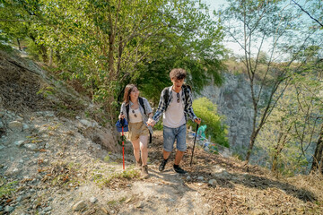 Hiking outdoor activities with friends - 789574261