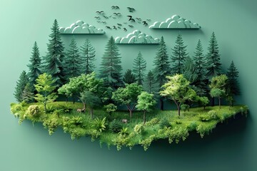 Forest trees, wildlife, world environment and earth day concept