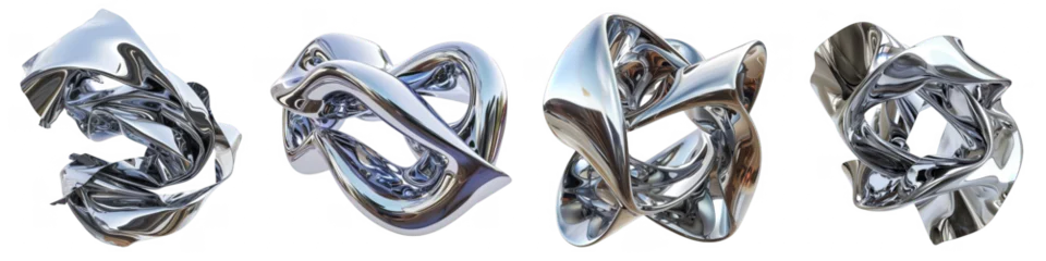 Wandcirkels 3D Chrome metal isolated 3d steel shape  © Bilas AI