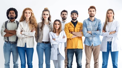Fototapeta premium Group full body of many people various professions