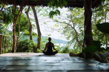 A person practicing yoga in a peaceful environment