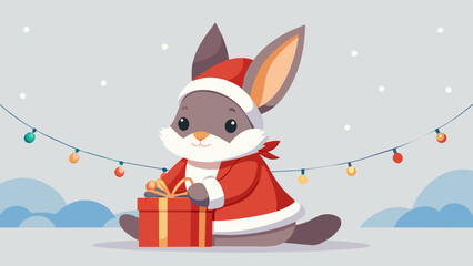 christmas baby rabbit vector illustration