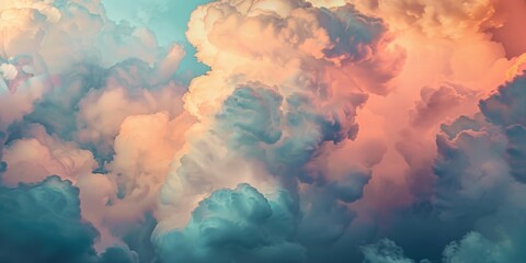 banner Surreal cloudscape with vibrant colors blending, dreamy sky - obrazy, fototapety, plakaty