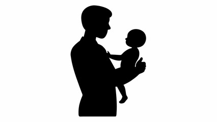 father holding baby silhouette vector illustration