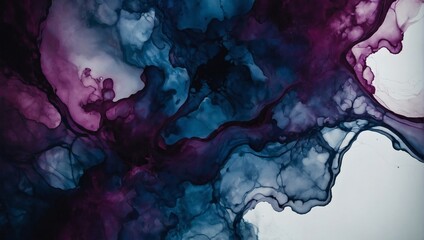 Dark plum and navy blue abstract background made with alcohol ink technique, bright white veins texture.