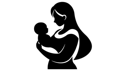mother holding baby silhouette vector illustration