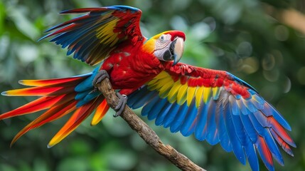 Bird Wings: A photo of a colorful macaw perched on a branch