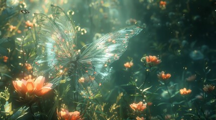 Fototapeta na wymiar Fairy Wings: A photo of fairy wings in a natural setting