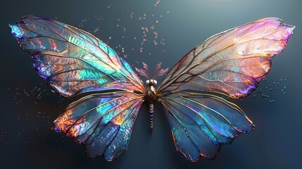 Fairy Wings: A photo of fairy wings with a holographic sheen,