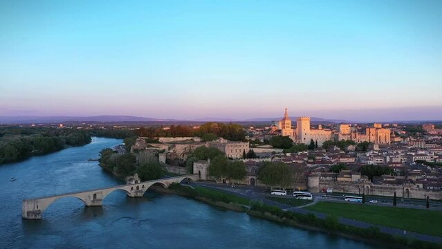 Aerial View over Avignon, Provence-Alpes-C&ocirc;te d'Azur, France