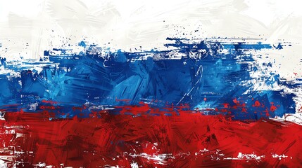 The image is a grunge textured Russian flag. The colors are red, blue, and white. - Powered by Adobe