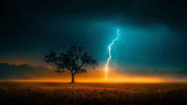 Lightning Strike: An image of a lightning bolt striking a field