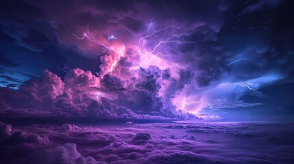 Night Thunderstorm: A photo capturing the beauty of a night thunderstorm - obrazy, fototapety, plakaty
