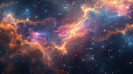 Amazing space background with bright colorful nebula and stars.